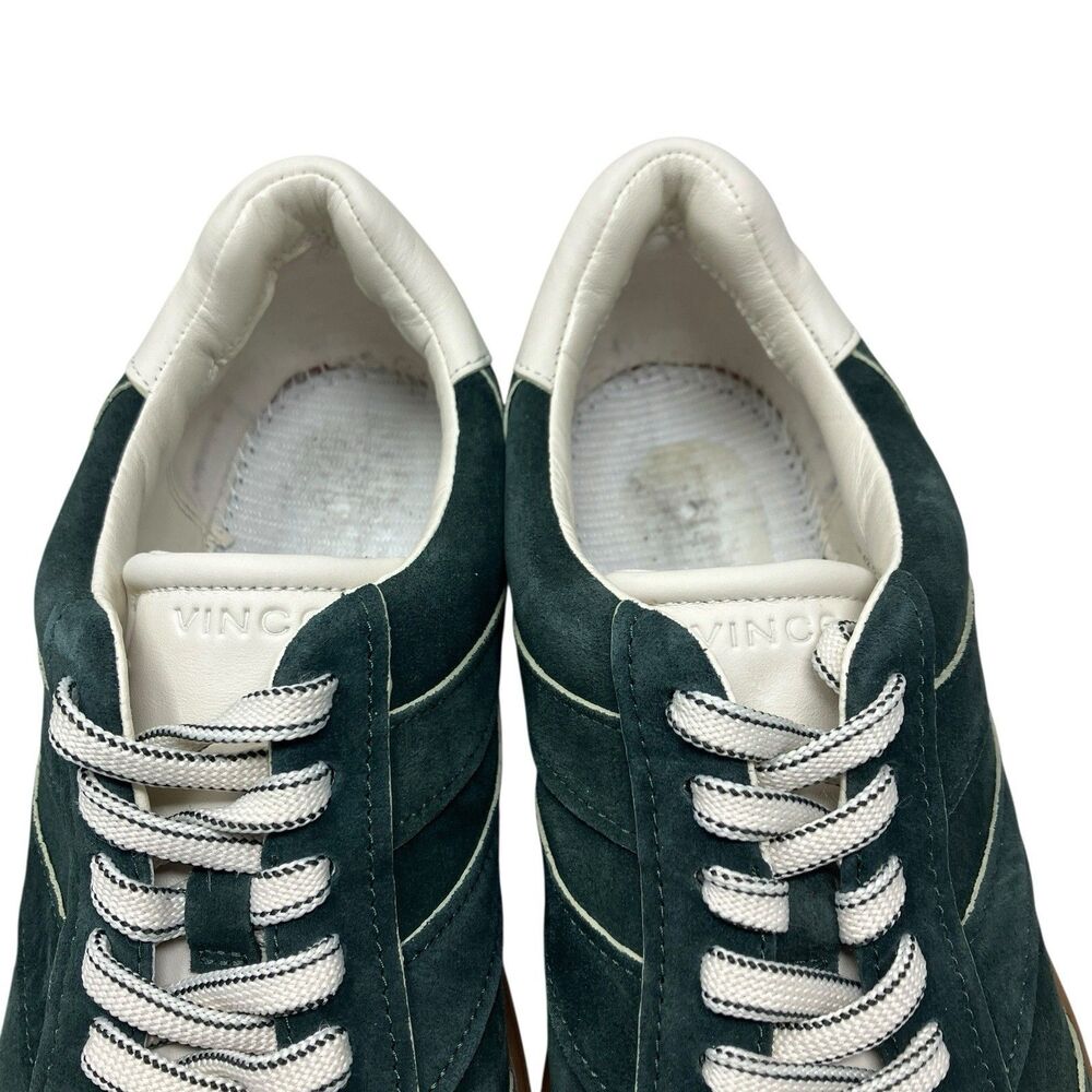 Vince Mens 9 Green Suede Low Top Sneakers Gum Sole Casual Lace INSOLES MISSING - Picture 10 of 13
